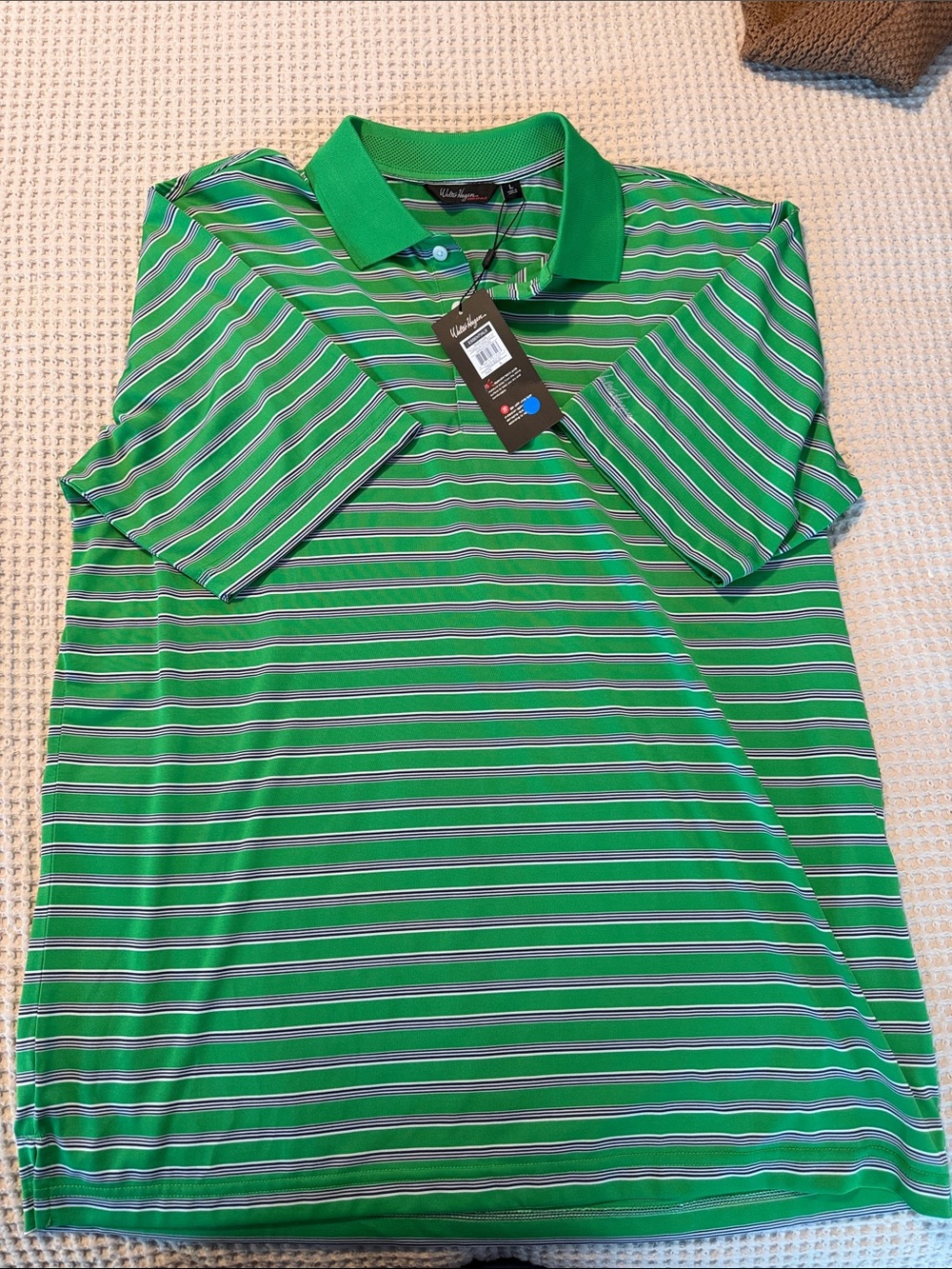 Walter Hagen Green Striped Performance Polo